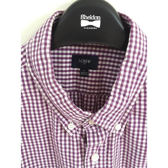 Mens J Crew Summer Button Up Cotton Picnic Plaid Spring Purple Versatile Shirt - Picture 6 of 8